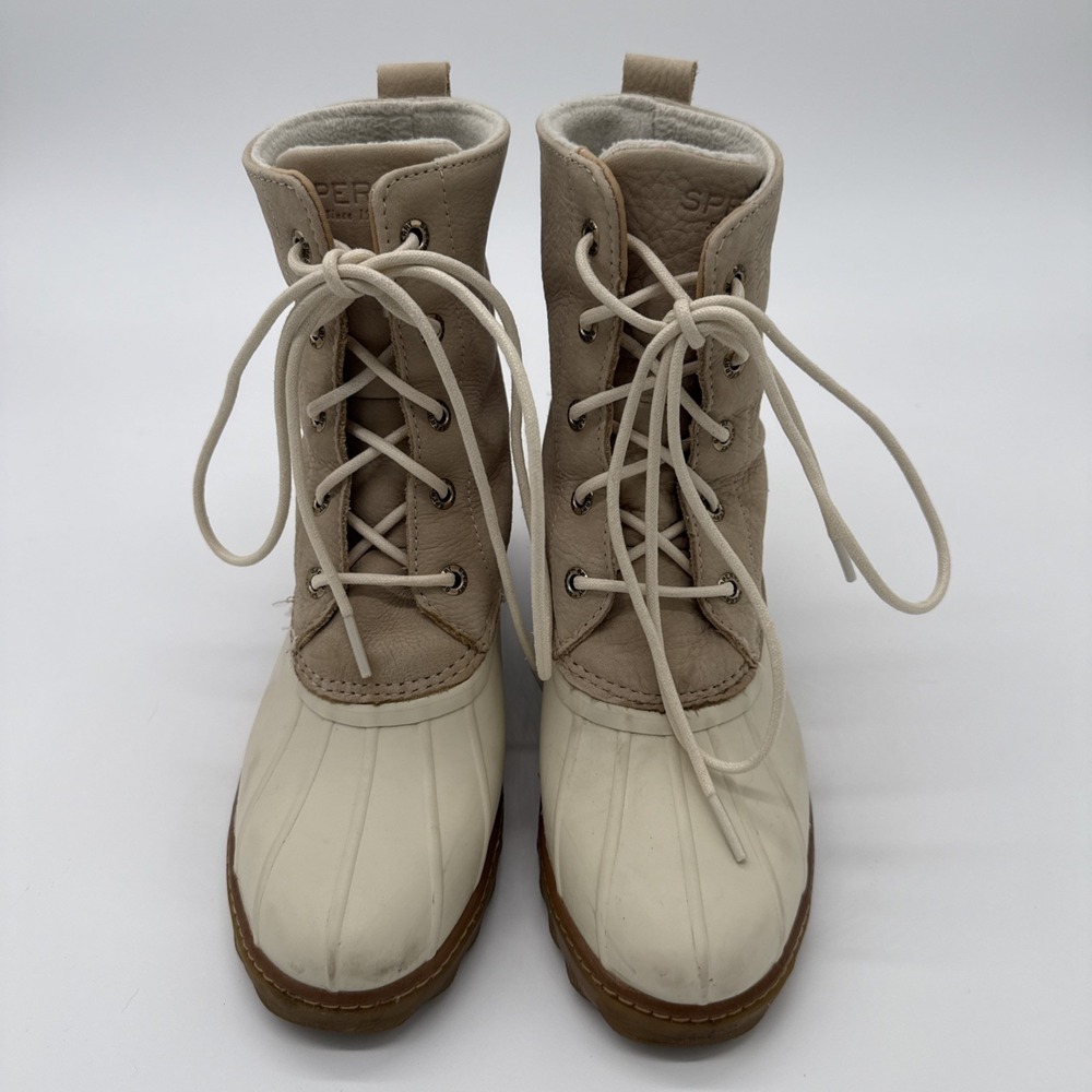 Sperry Off White Womens Saltwater Emboss Wool Boots Size 8 STS85829